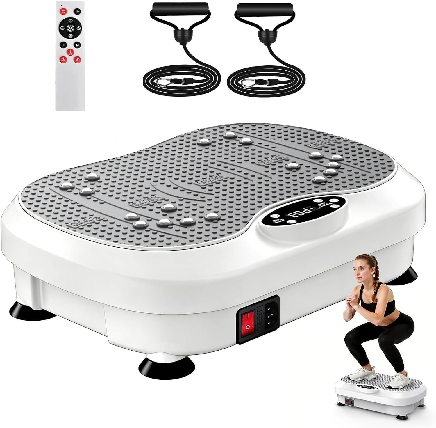 Vibration Plate Exercise Machine for Lymphatic Drainage with 200 Levels, Whole Body Fitness Workout Equipment Stand Shake Board Sport Gym for Weight Loss Fat Burner for Women Men