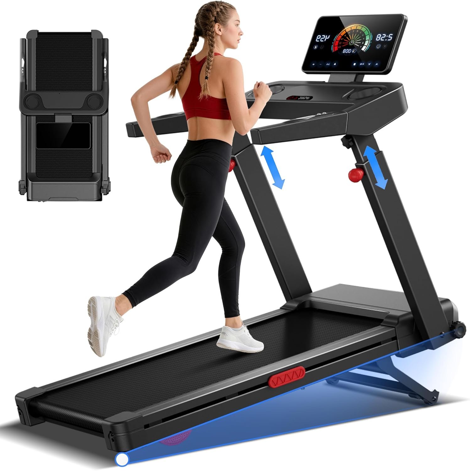 LONTEK Treadmill with Auto/Manual 0%/20% Incline, Treadmills for Home, Portable Treadmill with 300/400lb Capacity, 3.0/3.5HP Quiet Running Machine with Adjustable Handle Height