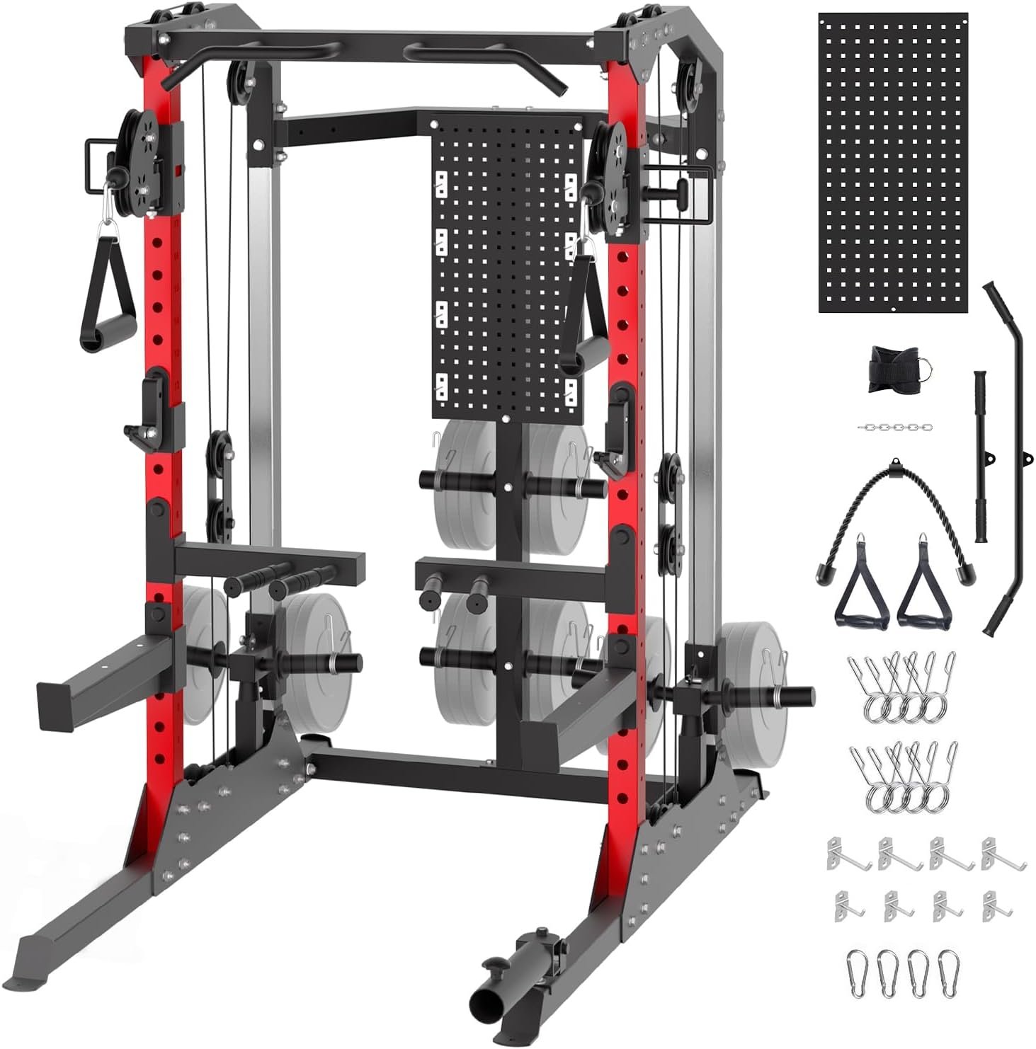 GarveeLife Power Cage, 2000LB Power Rack with Dual Independent Pulley System, Squat Rack with Adjustable Cable Crossover, Multi-Function Home Gym Workout Machine for Home