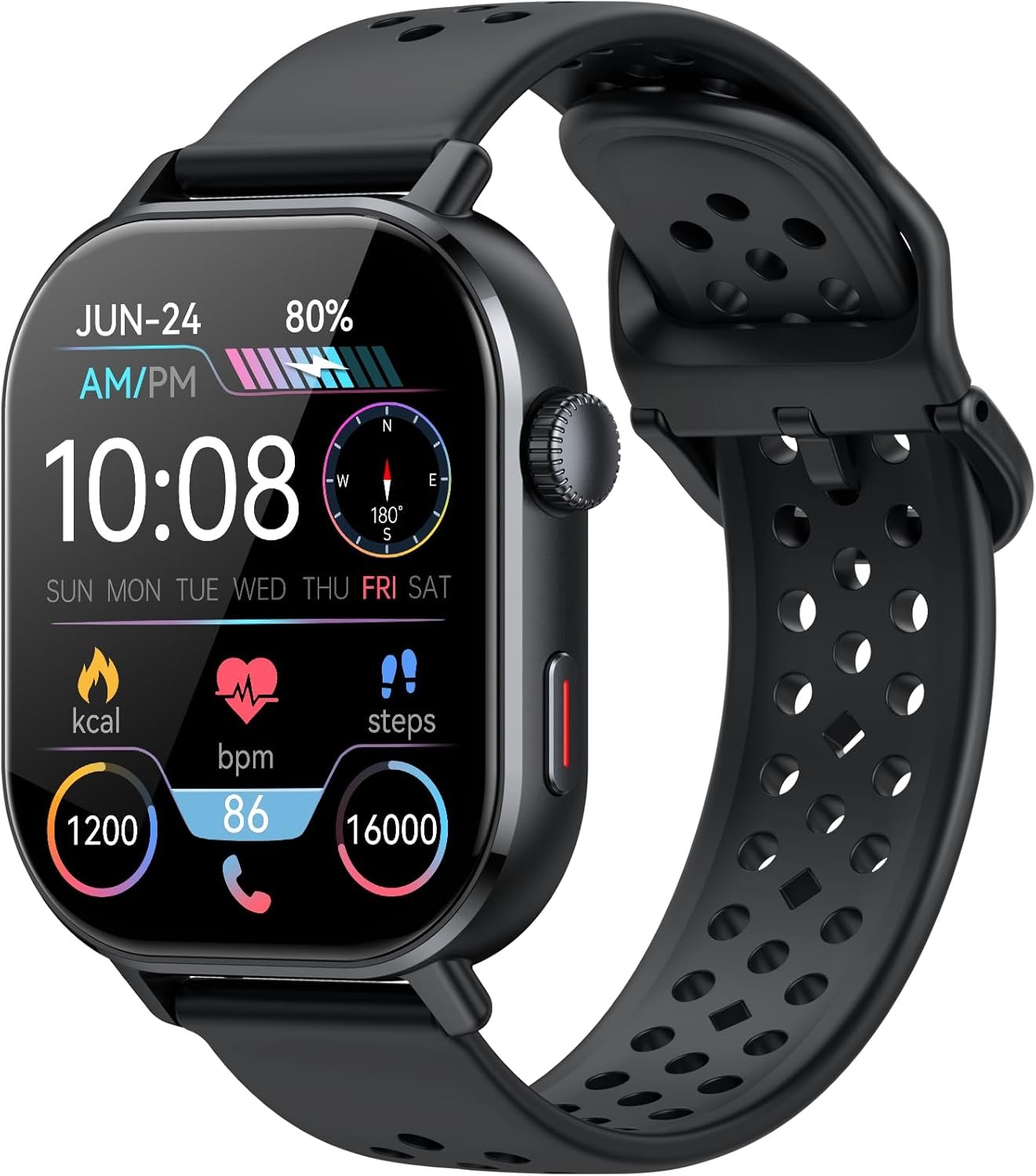 Smart Watch for Men GPS, 2.06″HD AMOLED Military Multisport Fitness Tracker with Bluetooth Call/Compass/Barometer/Altitude 5ATM Water-Resistance Heart Rate/Sleep Monitor, Outdoor for Android iOS