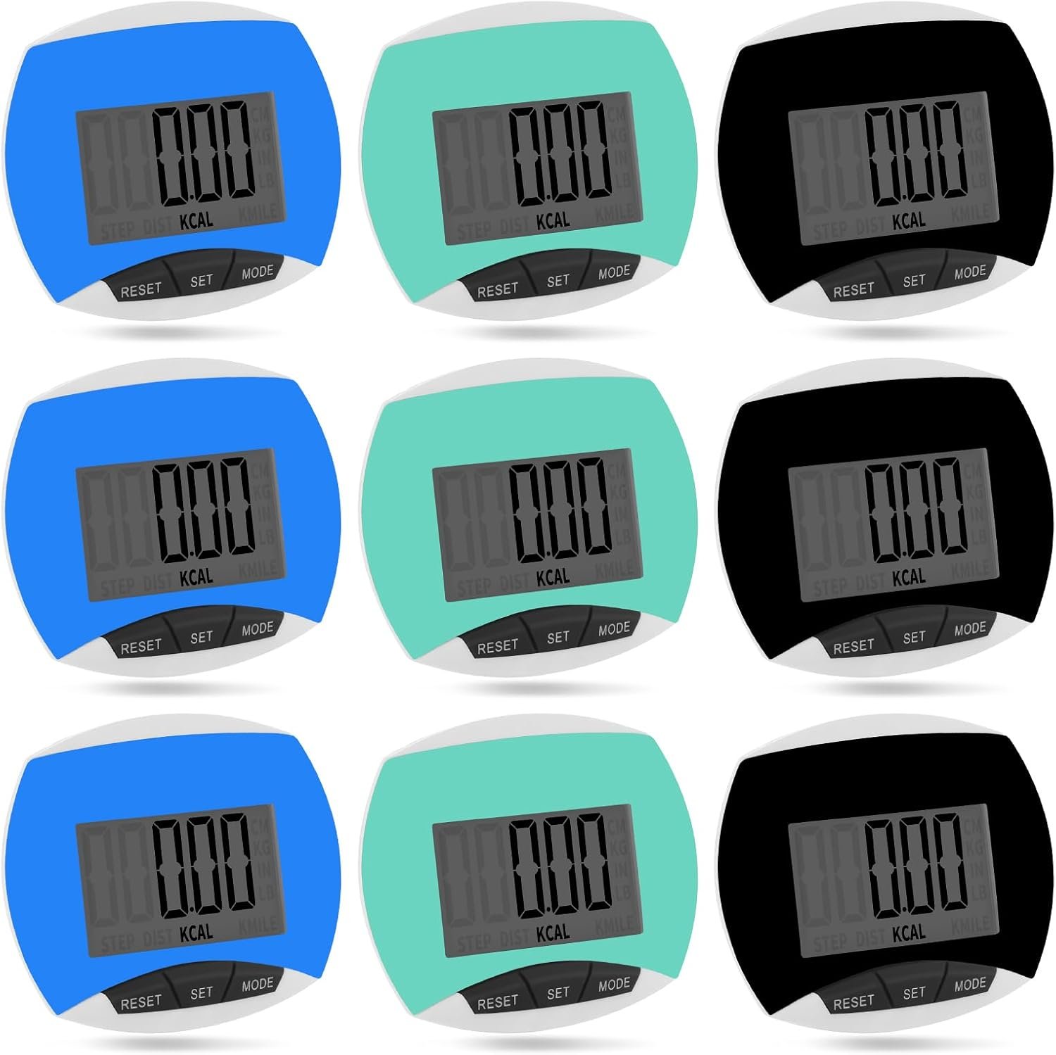 Copkim 9 Pcs Simple Pedometers Bulk for Walking Steps and Miles Walking Step Counters with Calories Burned Portable Clip Step Tracker for Seniors Man Women Jogging Hiking Running