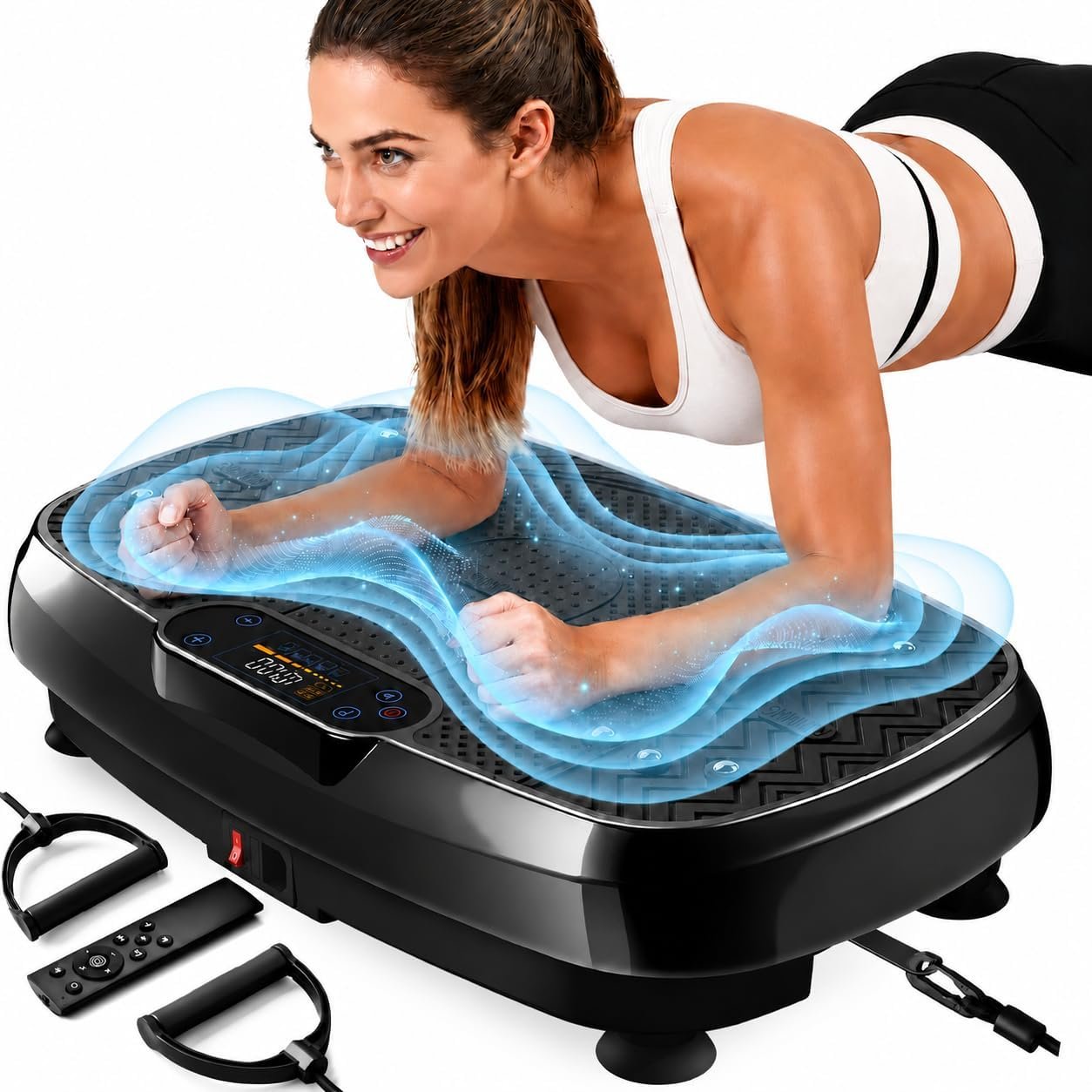 Vibration Plate Exercise Machine, 3D Whole Body Vibration Platform for Lymphatic Drainage and Muscle Recovery, 450-lb Capacity Fitness Machine with Bluetooth Speaker and LED Display for Home Gym