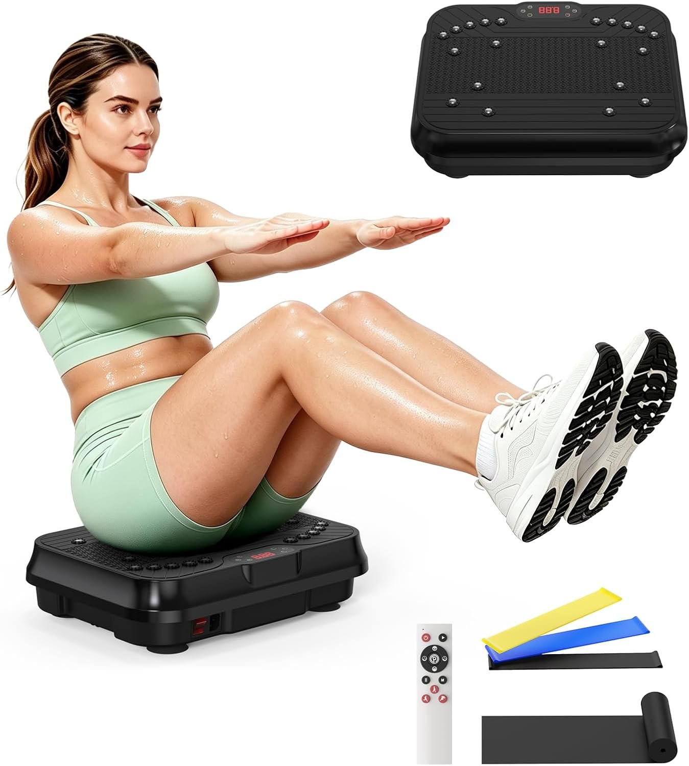 Vibration Plate Exercise Machine for Lymphatic Drainage and Weight Loss | Whole Body Vibration Platform with Shake Plate Technology and Accessories – 400 Lbs Capacity, 250 Speed Levels for Home Gym
