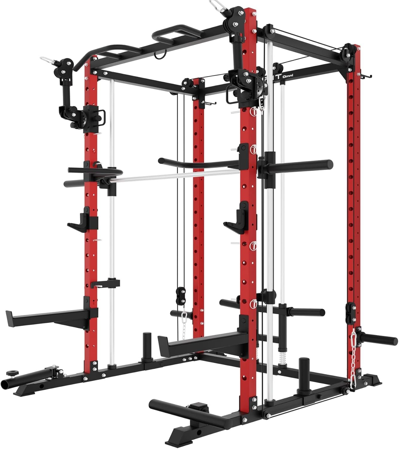 Eonfit E3 Smith Machine for Home Gym Equipment, Multi-Function Power Cage Squat Rack with Cable Crossover LAT Pulldown Pulley System All in One