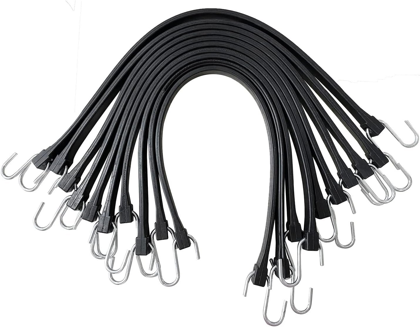 ROBLOCK 21″ Rubber Tarp Straps with 150% Max Stretch, 100% EPDM Bungee Cords with Metal Crimped S Hooks, Ideal for Securing Tarps, Cargo, Canvases, Weatherproof (10 Pack)