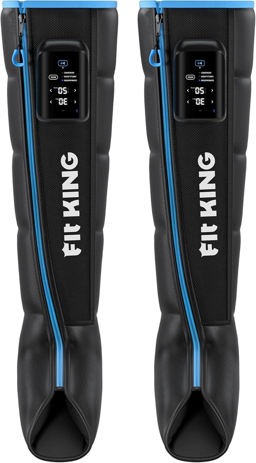 FIT KING Cordless Air Compression Recovery System with 3 Modes and 11 intensities, Sequential Leg Massager for Athletes and Sports Enthusiasts (Large)
