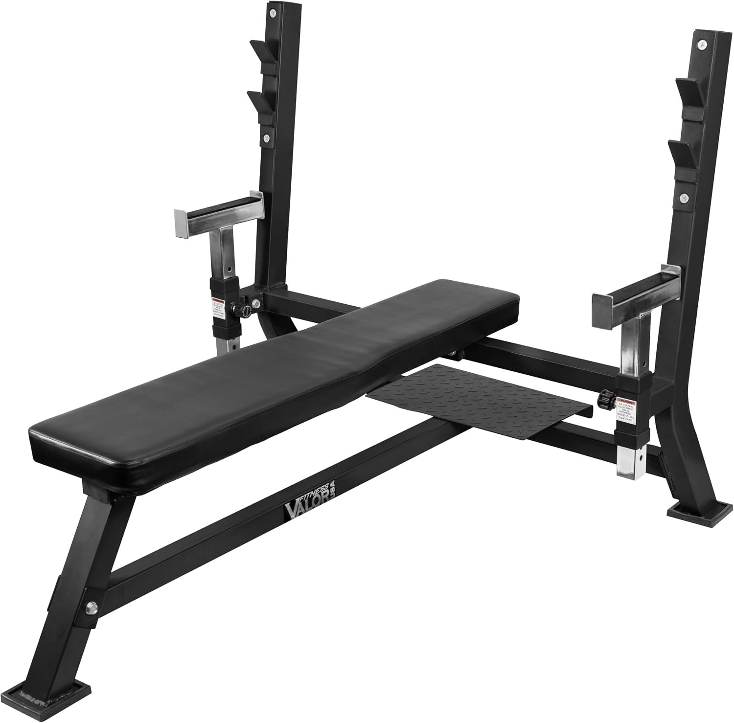 Valor Fitness Olympic Bench Press Station, Adjustable Safety Catches, Plate Storage and Spotter Platforms, 500 lb Capacity Weight Bench for Home Gym Strength Training