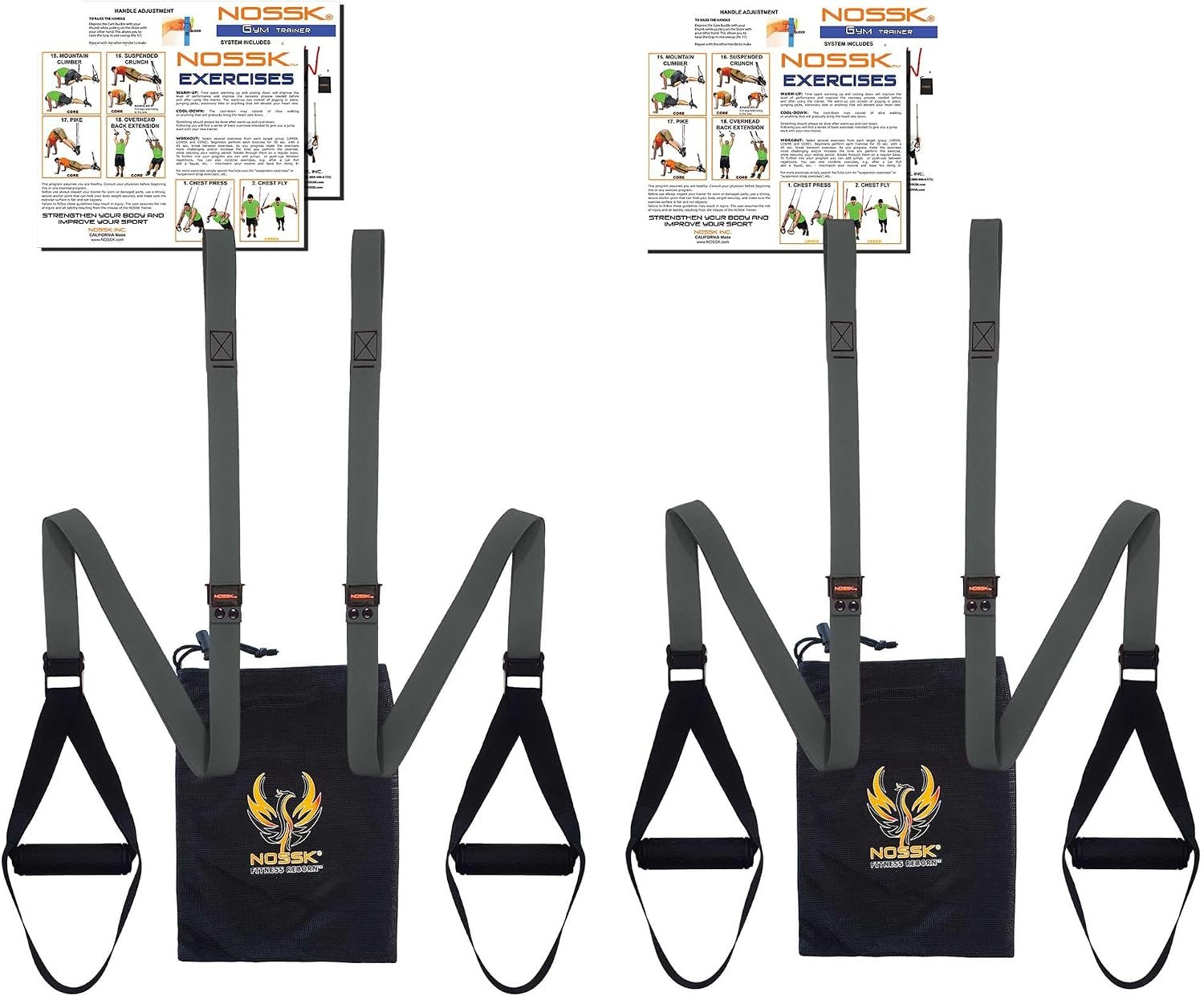 2 Pack! 2 sets of NOSSK GYM Pro Suspension Fitness Trainers – Manufactured in California using US and Global Components!