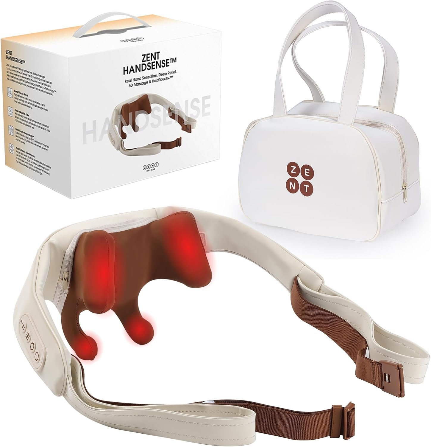 ZENT Neck Massager with Heat, Shiatsu Neck and Back Massager for Pain Relief deep Tissue 6D, up to 90 min on Single Charge, Best Gifts for Women Men Mom Dad, Elegant Travel Bag Included