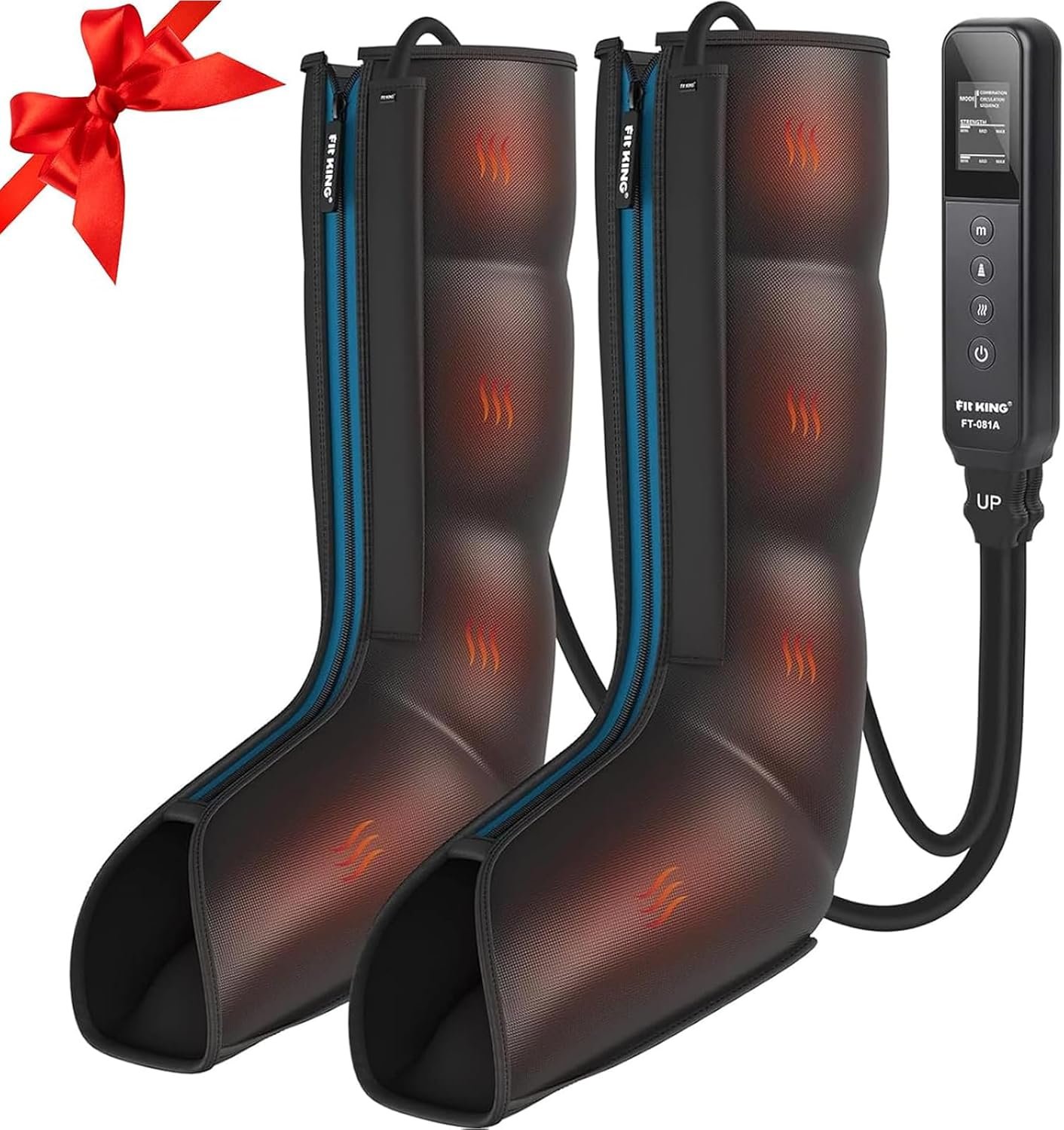 FIT KING Leg Massager with Heat and Compression Therapy – Leg Massage for Circulation, Swollen Leg, RLS Pain, Fatigue Relief – Foot Calf Massager Boots – Fathers Day Gift for Dad