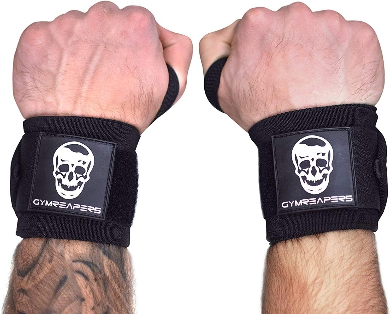 Wrist Wraps Weightlifting – Stiff Heavy Duty 18 inch Wraps With Thick Thumb Loop For Powerlifting, Bodybuilding, Cross Training, & Heavy Presses