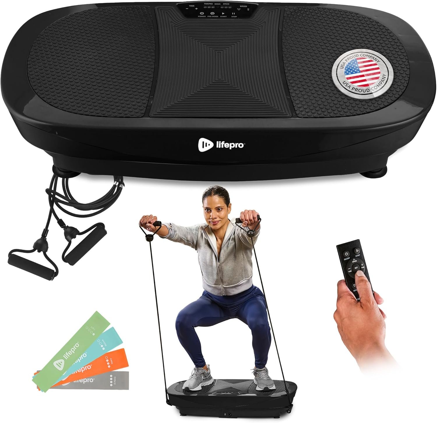 Lifepro Rumblex Max 4D Vibration Plate Exercise Machine — 3 Motors, 500 lb Capacity Whole Body Vibrating Platform Machine with Resistance Bands — Vibration Plate for Lymphatic Drainage & Muscle Toning