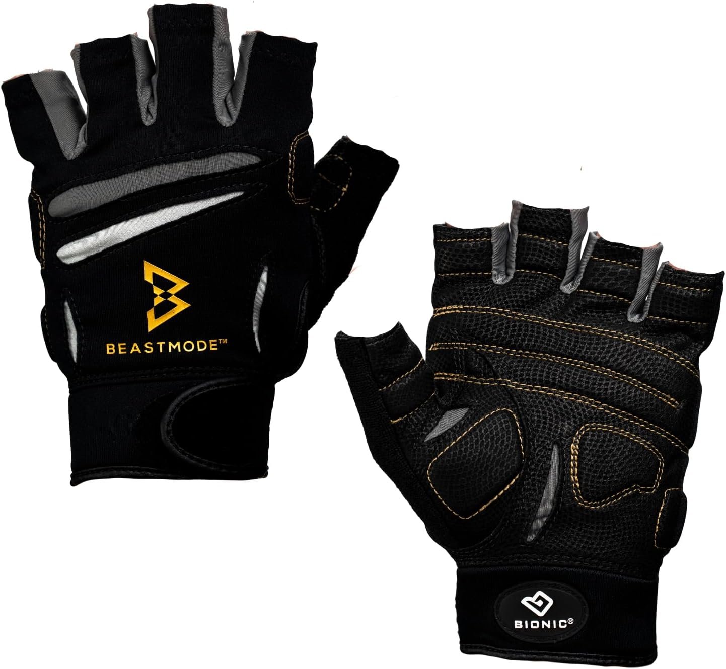 Bionic Men’s Beastmode Half Finger Gym Workout Gloves