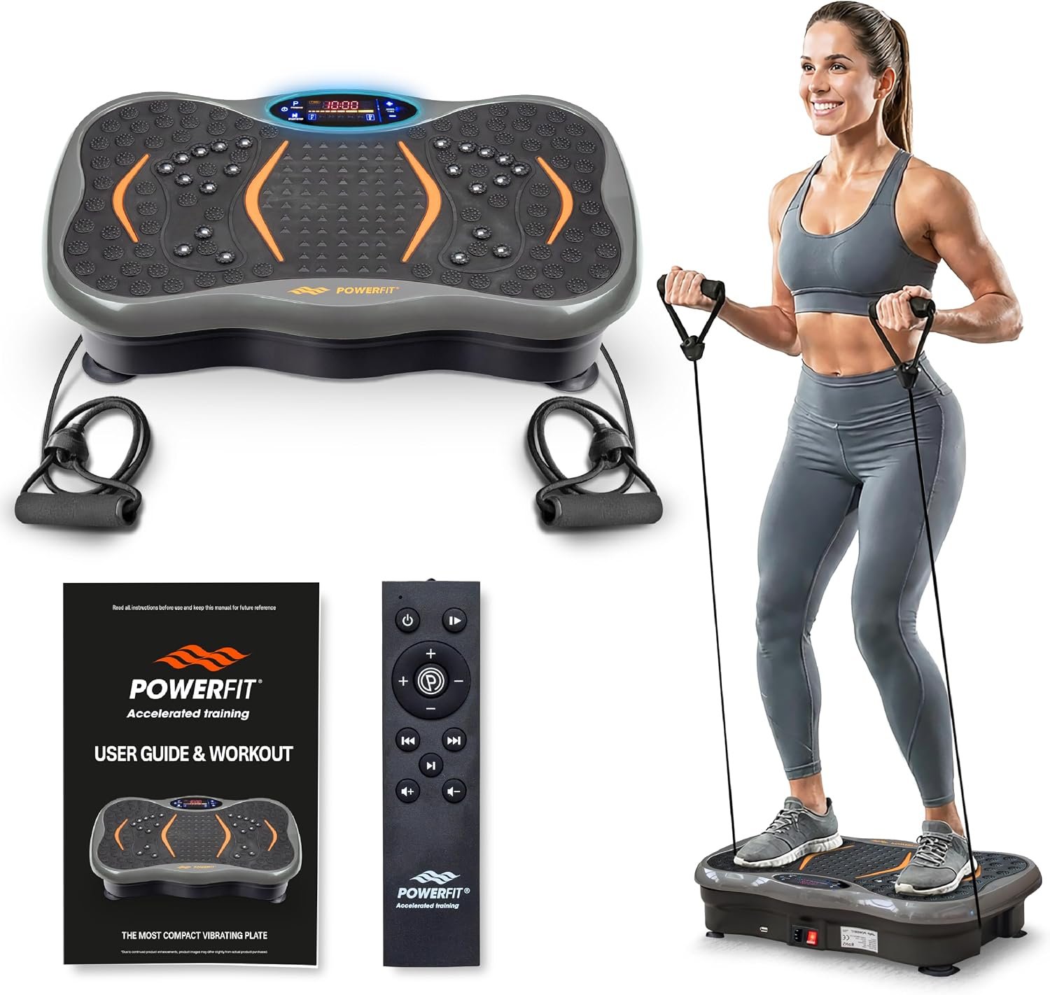 Powerfit Vibration Plate Exercise Machine – Waver Full Body Vibration Platform for Weight Loss & Lymphatic Drainage