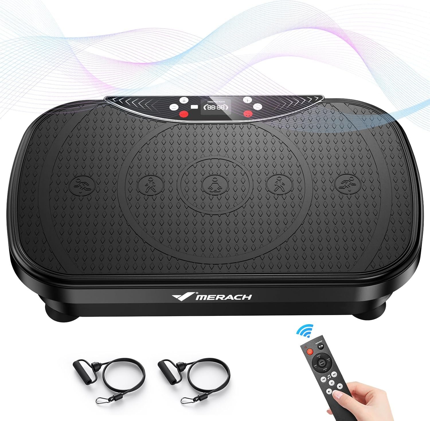 MERACH Vibration Plate Exercise Machine, Vibration Plate for Lymphatic Drainage Weight Loss, Vibrating Plate Exercise Machine with Bluetooth and LED Display, Workout Equipment for Women Men Home