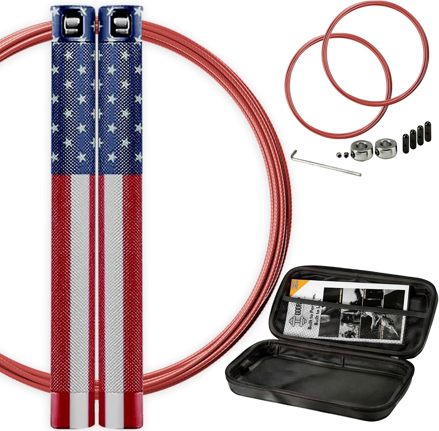 GODROP Jump Rope – Adjustable Speed Jump Rope – 2x Steel Coated Ropes, Carrying Case – Aluminum Anti Slip Handles with Double Ball Bearings for Double Unders, CrossFit, Boxing & Home Workout for Men & Women