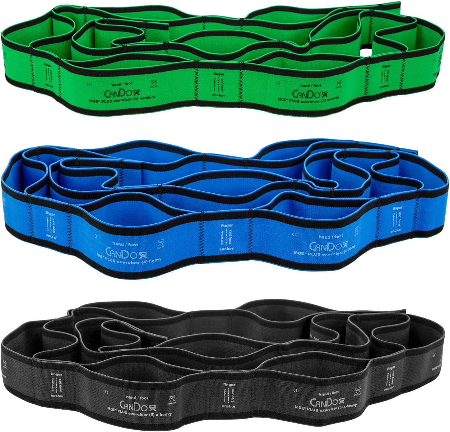 CanDo MGE Plus PEP, 6 Foot Exerciser, 9 Loops, Set of 3