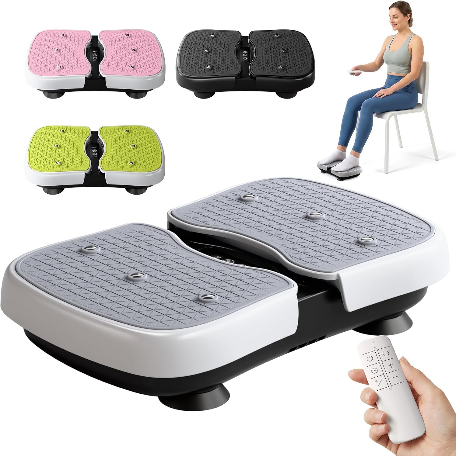 RYGEO Mini Vibration Plate Machine – Portable, Wireless, Rechargeable Quiet Platefor Vibration Massage, Relaxation & Muscle Stiffness Relief (Grey)