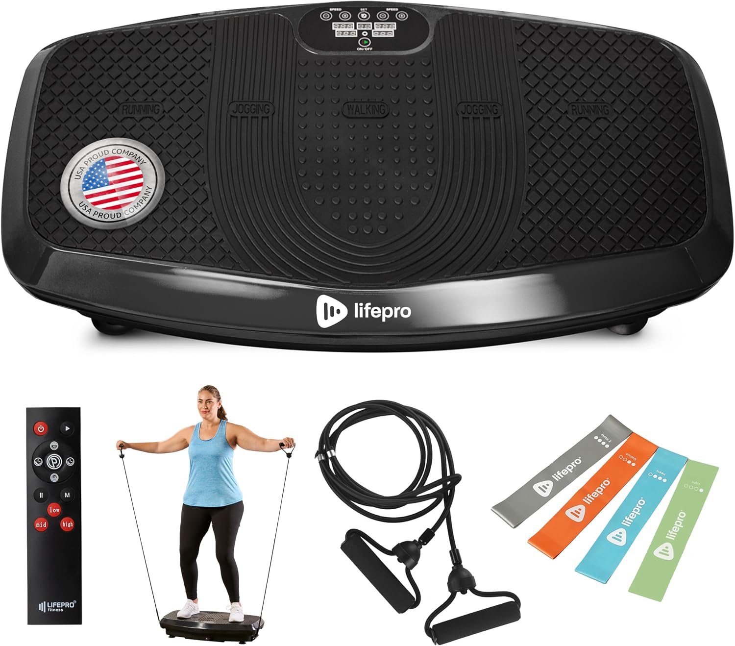 Lifepro Vibration Plate Exercise Machine for Lymphatic Drainage — Whole Body Vibration Platform with Resistance Bands for Home Workout — Low-Impact Vibrating Plate for Body Toning