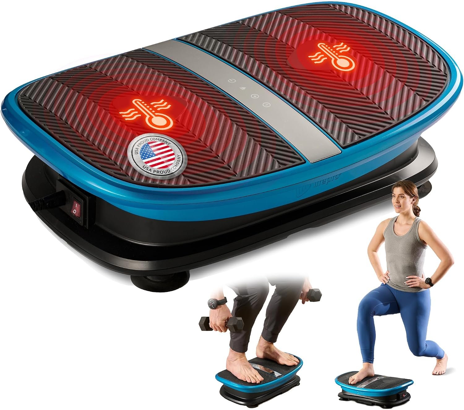 Lifepro Vibra Voice Vibration Plate Exercise Machine — Voice Control & Optional Heat Function Curved Vibrating Platform Machine with 30 Speed Levels — Whole Body Vibration Plate for Lymphatic Drainage