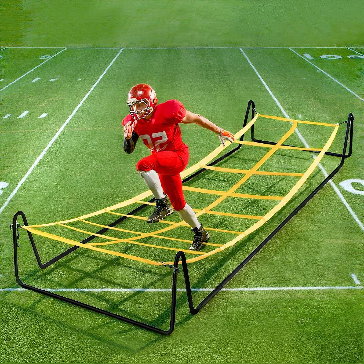 Soulchen 17 x 5 ft Running Ropes/Agility Ladder Soccer Footwork Training Net Adjustable Height Speed Ladder Basketball Football Soccer Training Equipment Fitness Workout Equipment for Youth Adults