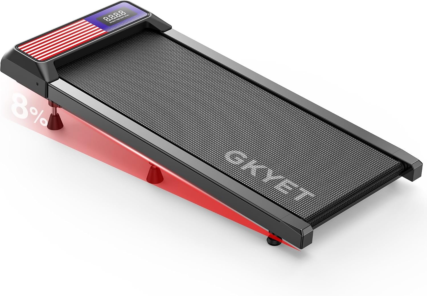 Walking Pad Treadmill, 8% Incline Under Desk Treadmill for Home Office | Quiet 2.5HP motor, 265 lb capacity, 0.6-4 MPH speed, 15 x 35.4 in belt, compact for small spaces