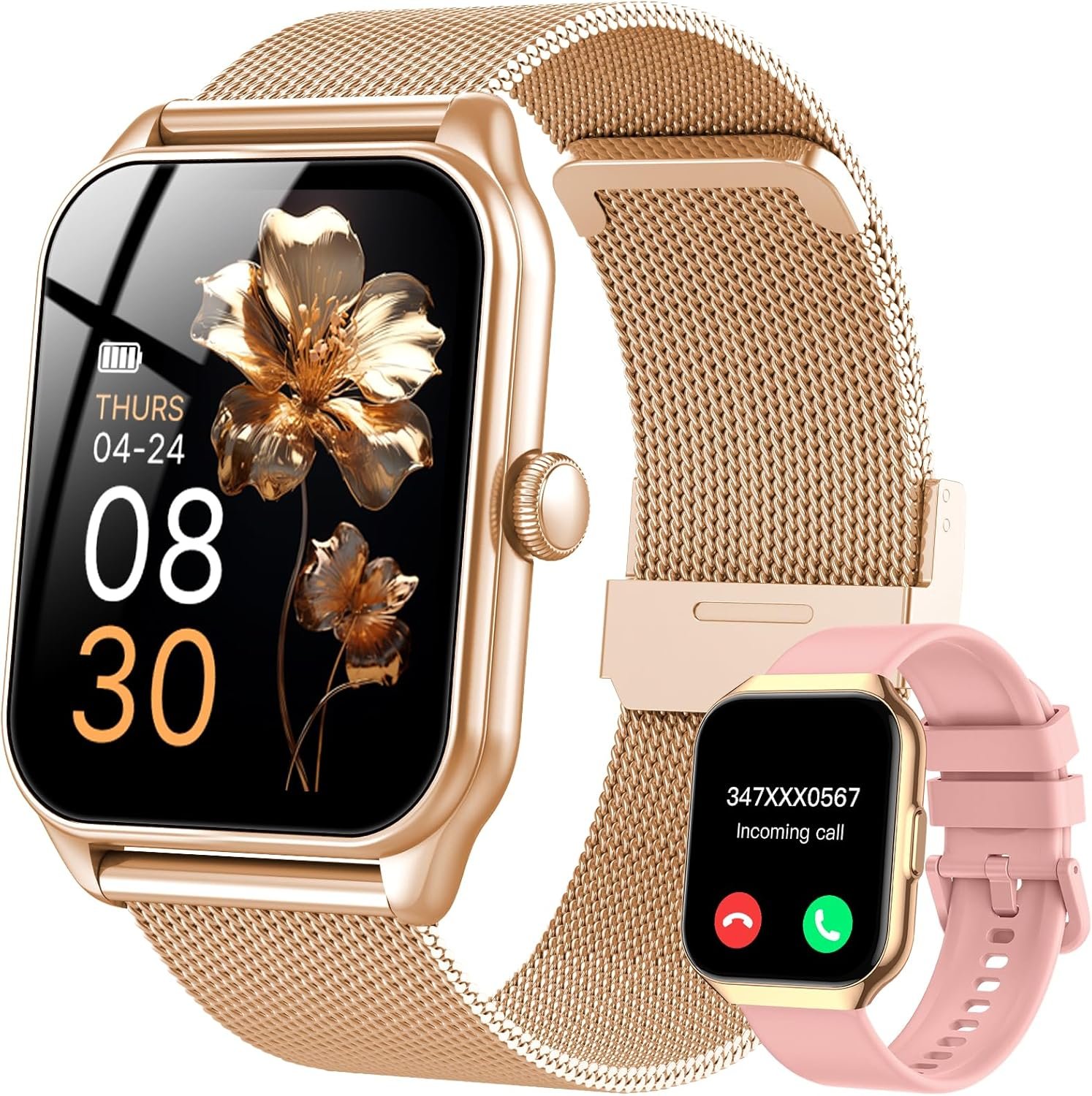 Smart Watches for Women, 1.91″ HD Fitness Tracker (Answer/Make Calls), IP68 Waterproof, 120+ Sport Modes with Heart Rate and Sleep Monitor, Fitness Watch for iPhone/Android