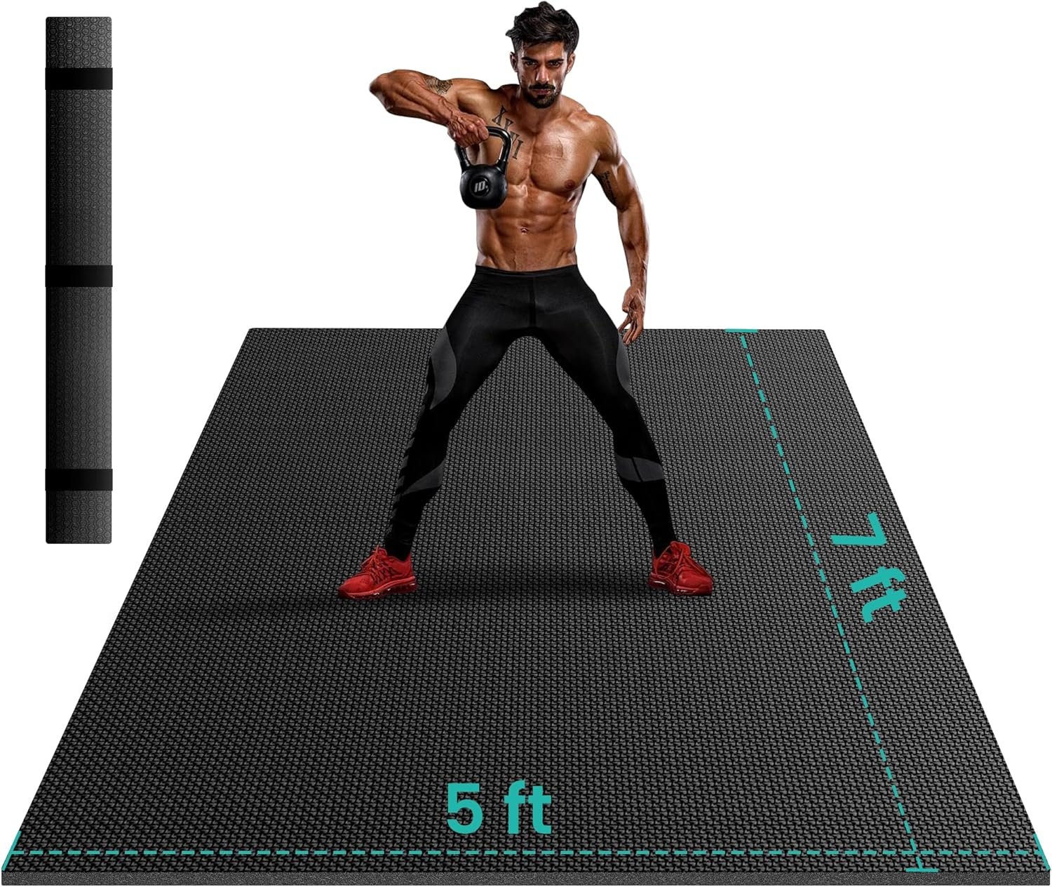 Stepwaver Extra Large Exercise Mat, 6’x4’/ 7’x5’/ 8’x6’/10’x6’x8mm (1/3 inch), Non-Slip, Ultra Durable, Thick Large Workout Mat for Home Workouts, Yoga Mats for Fitness, High-Density Exercise Mat, Shoes-Friendly