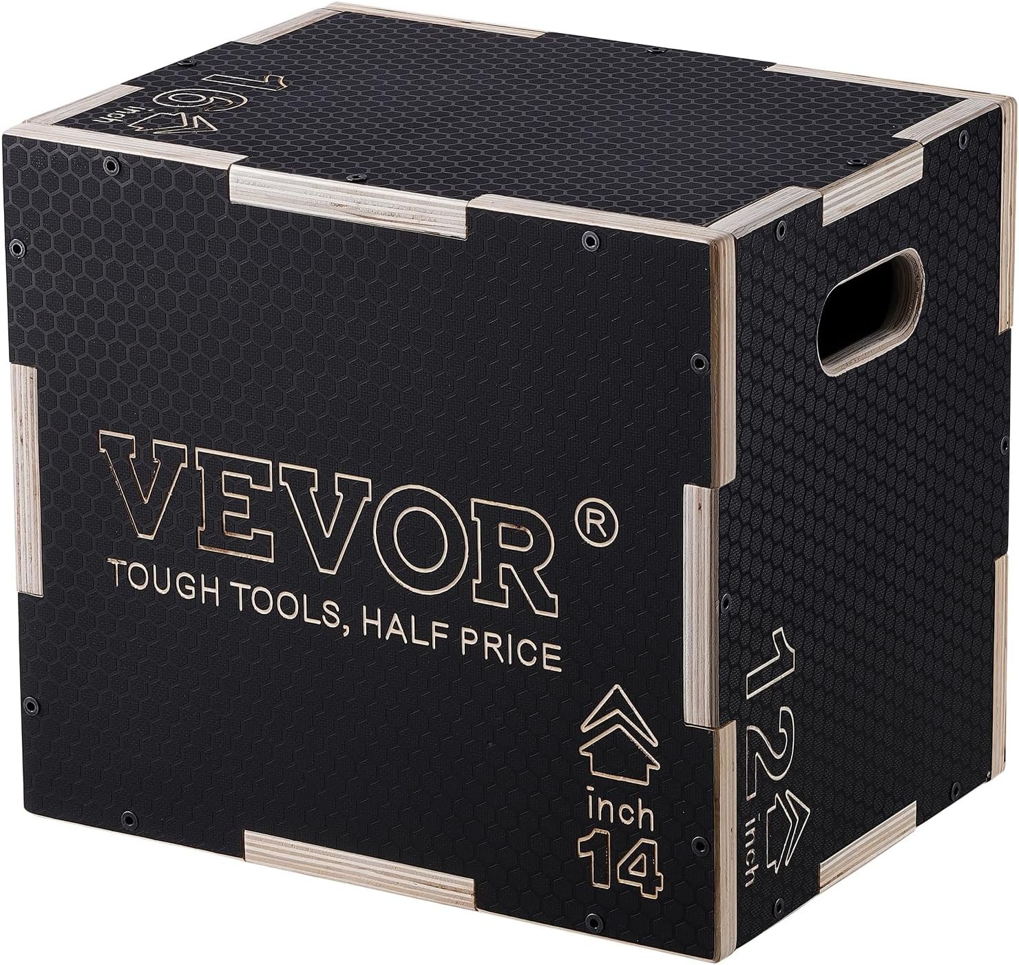 VEVOR 3 in 1 Plyometric Jump Box, Easy-to-Assemble Wood Plyo Box for Jumping Trainers, Home Gym Training and Conditioning