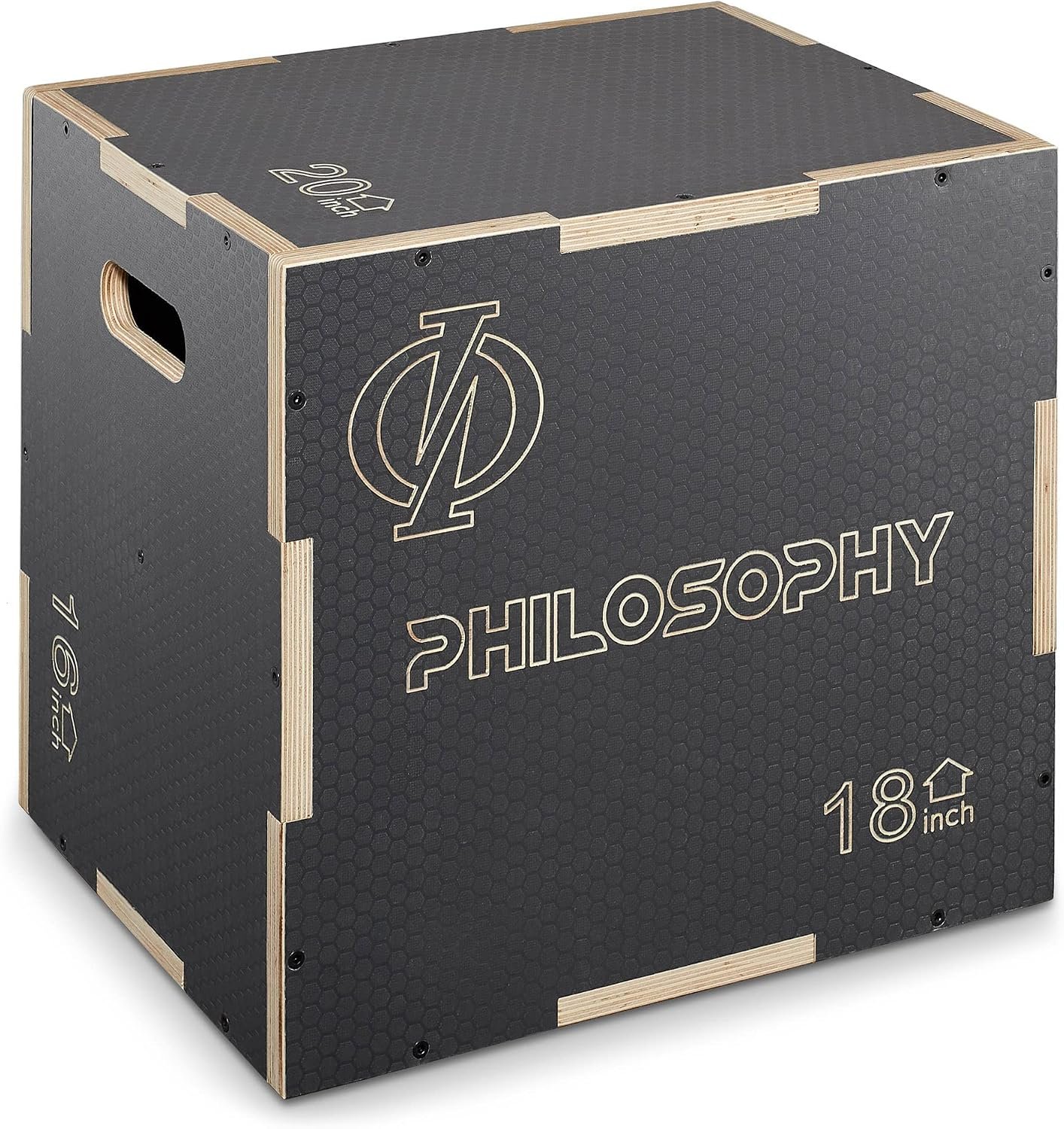 Philosophy Gym 3-in-1 Non-Slip Wooden Plyo Box, Wood Plyometric Jump Box Platform for Home Gym, HIIT, Step-Ups, and Strength Training