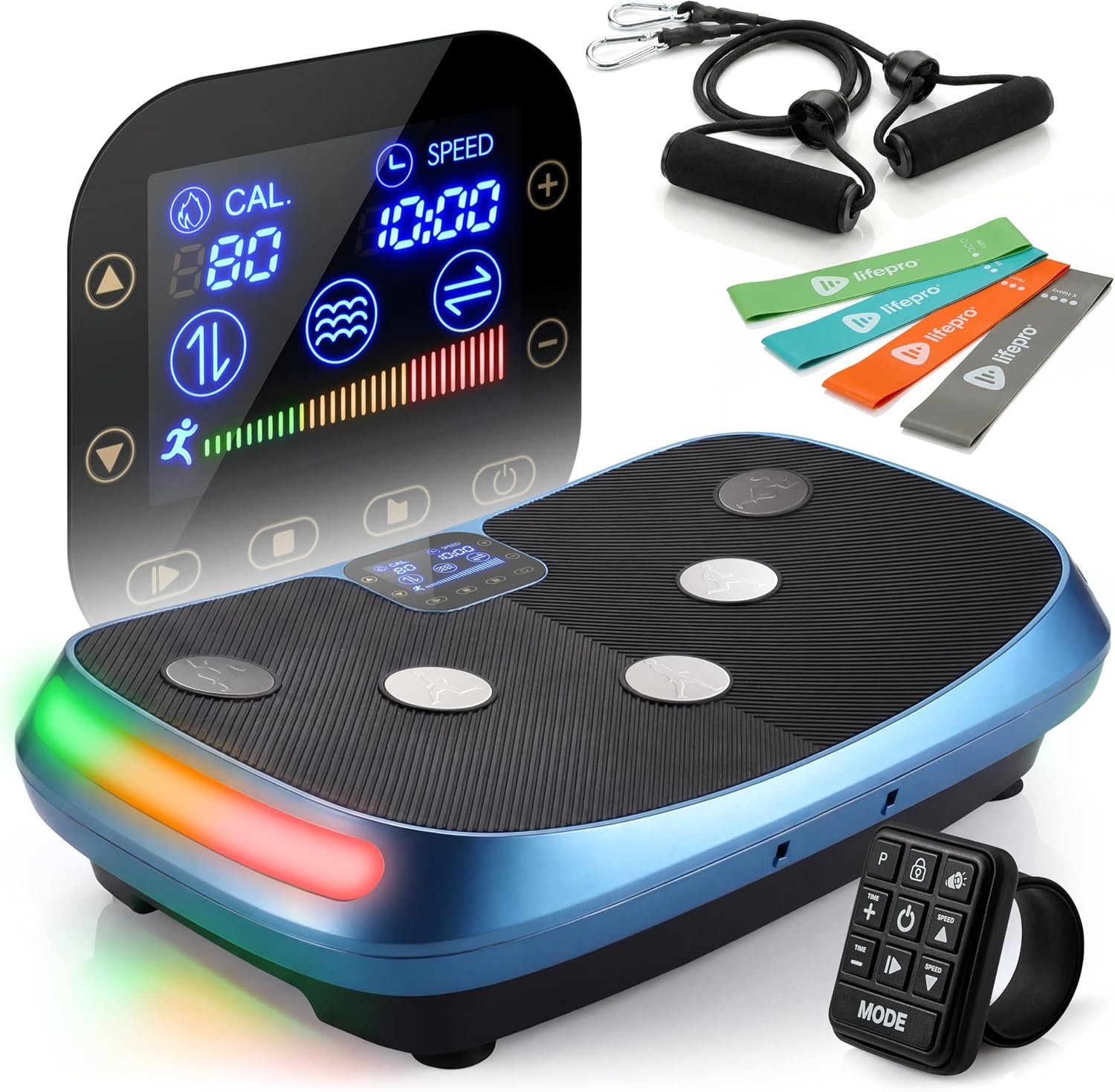 Lifepro Rumblex 4D Curved Vibration Plate Exercise Machine — Triple Motor, 7 Modes & 60 Speeds Vibrating Platform Machine — Full Body Vibration Plate for Lymphatic Drainage & at Home Workout