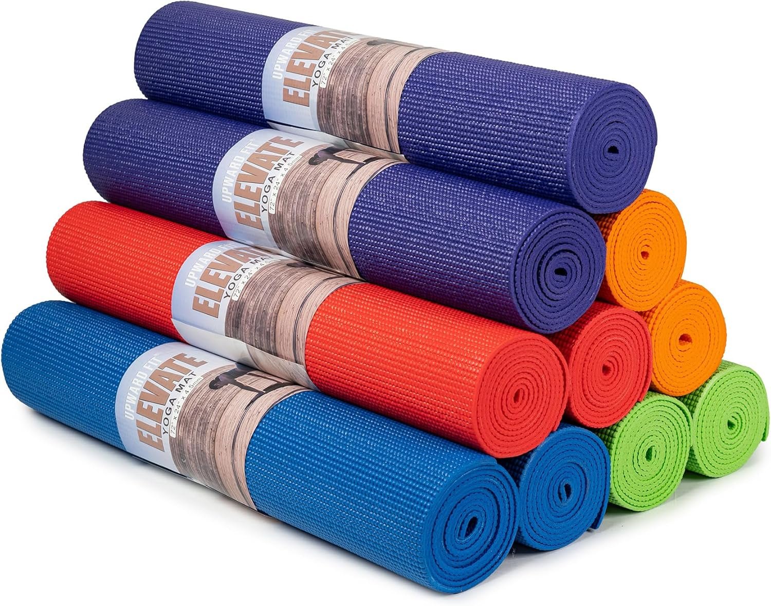Elevate Yoga Mats, 10 Pack, 72″x24″x4mm Thick
