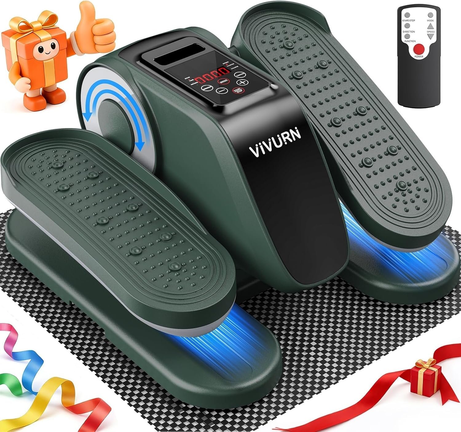VIVURN-Upgraded Under Desk Elliptical 12 Speeds Forward & Reverse Manual & Auto Mode, Electric Leg Exerciser As Seen on TV for Seniors with Non-Slip Mat Quiet Smooth for Home Office, Gift for Mom Dad