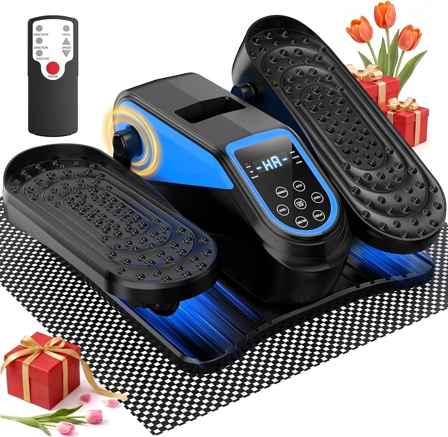 VIVURN® 023 Under Desk Elliptical Mini Electric Leg Exerciser for Senior, 12 Speeds RF Remote Display Monitor Non-Slip Mat, Quiet & Compact Seated Pedal Exerciser for Home Office Gift for Mom Dad