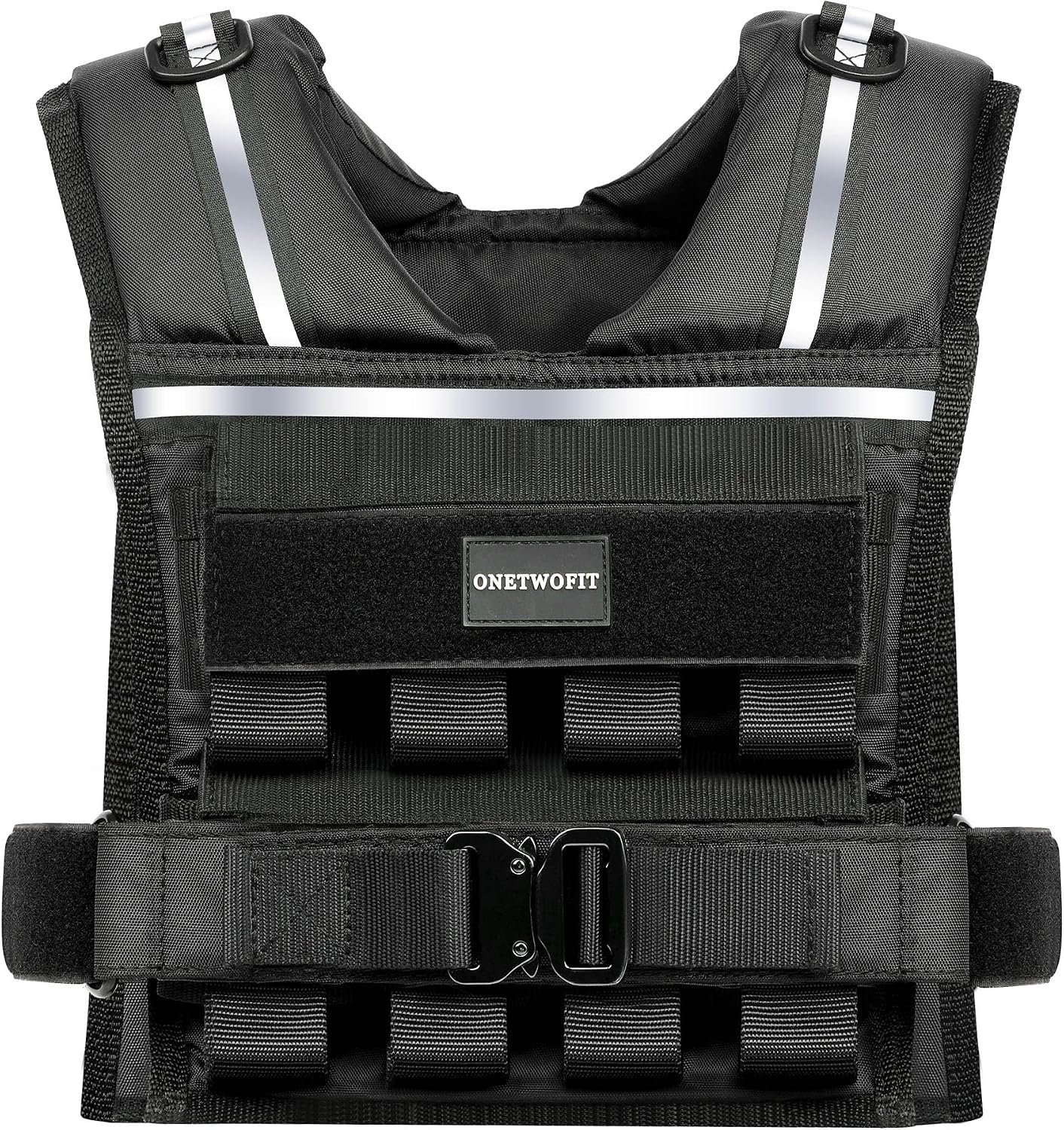 35lb/45lb Weighted Vest Men , Adjustable Rucking Vests for Walking with Reflective Stripe, 1.2″ Ultra Thick Shoulder Padding Strength Training Workout Vest for Running GYM Home, Detachable Iron Weights