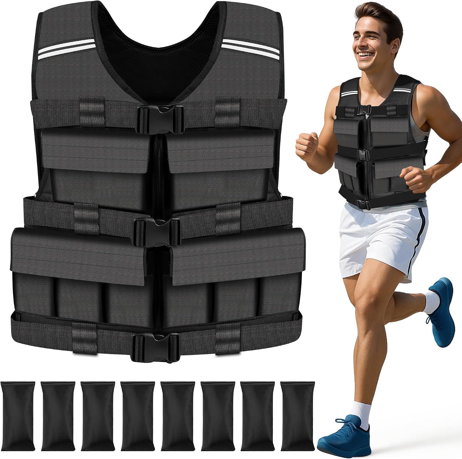 Adjustable Weighted Vest for Men Woman With Shoulder Pads 18lbs | 30lbs | 40lbs, Weight Vest For Walking, Rucking, Cross Training, Running, Muscle Building – Breathable, Comfortable, Washable