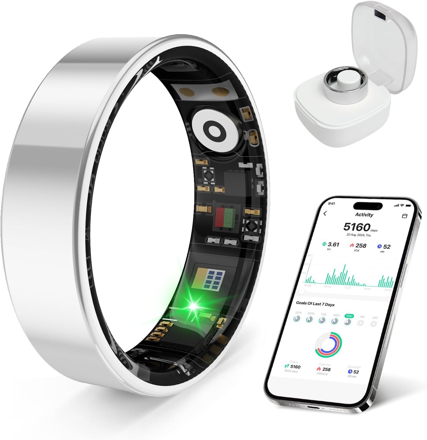 2026 Smart Ring New Health Tracker, IP68 Waterproof, iOS/Android Compatible, Sleep, Exercise & Health Monitoring, No Subscription, 5-Day Battery Life for Women & Men (Silver, 6)